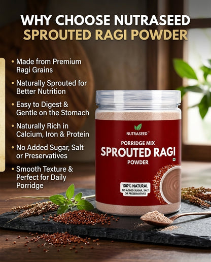 NutraSeed Sprouted Ragi Powder | 250g | No Added Sugar, Salt or Preservatives | 100% Natural