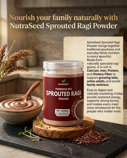 NutraSeed Sprouted Ragi Powder | 250g | No Added Sugar, Salt or Preservatives | 100% Natural